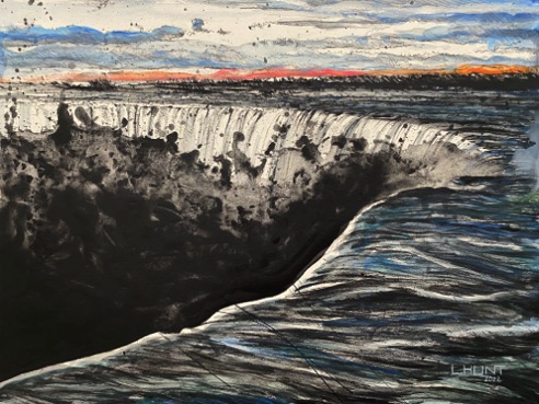 "Chasm, 2" by L.HUNT, 15" x 20"
Charcoal and Acrylic on Illustration Board